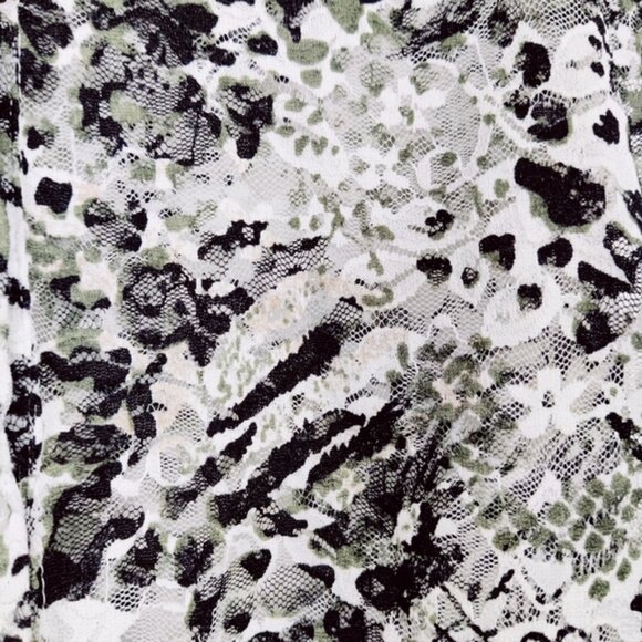 Classic Editions Womens Button Down Sheer Lace Blouse Shirt Leopard - Picture 3 of 5